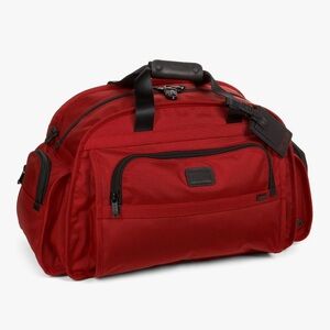 Tumi Alpha Sport Duffel Leather Boston Bag Red Ballistic Nylon Shoe Compartment
